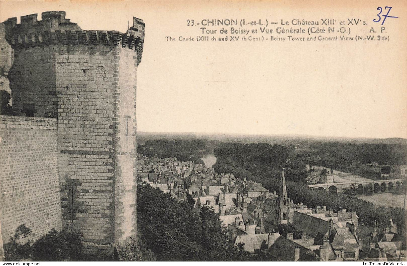 FRANCE - Chinon - Le Château Xllle Et XVe Ciècle - Tour De Boissy Et Vue Générale - Carte Postale Ancienne - Chinon