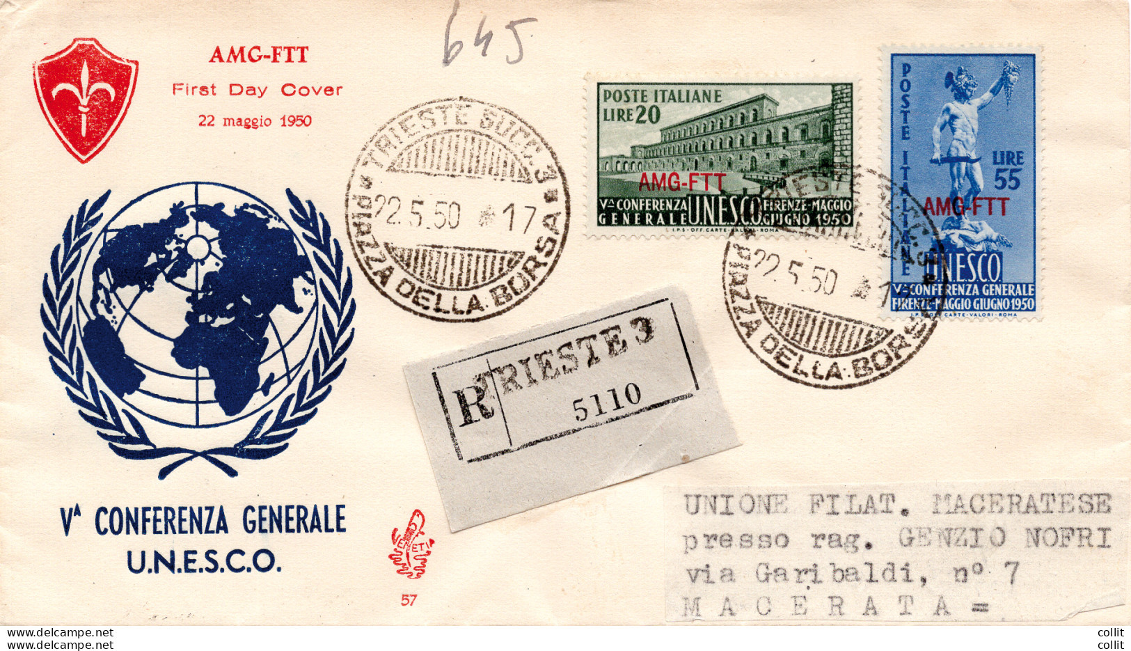 Unesco  Su FDC Venezia Racc. - Storia Postale