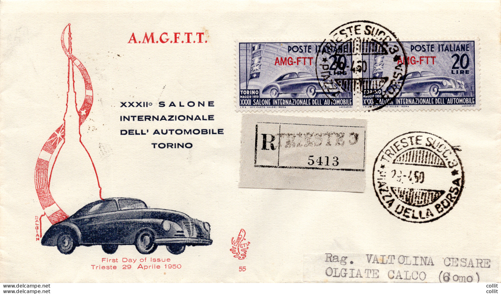 Salone Auto '50 Coppia Su FDC Venezia - Marcofilie