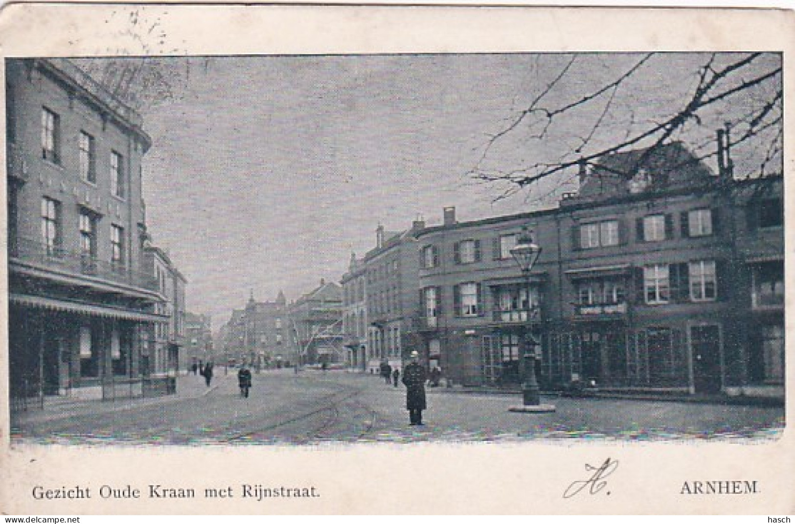 3694	54	Arnhem, Gezicht Oude Kraan Met Rijnstraat. (poststempel 1902)(zie Hoeken En Randen) - Arnhem