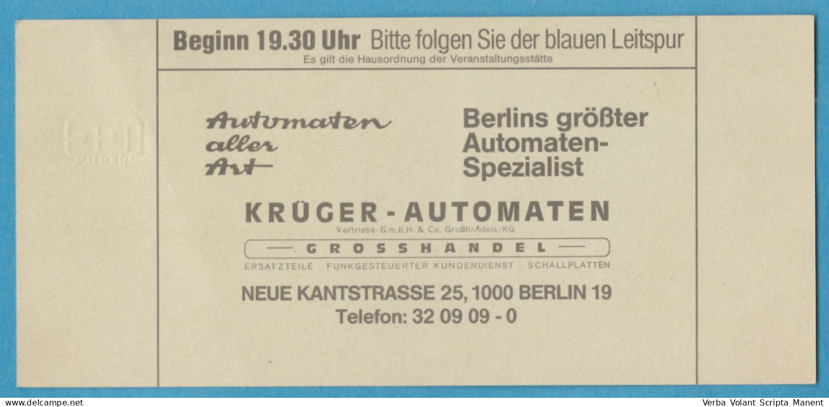 Q-4500 * Germany - Superstar Of The U.S.S.R. ALLA PUGACHEVA - ICC Berlin - 1989 - Entradas A Conciertos