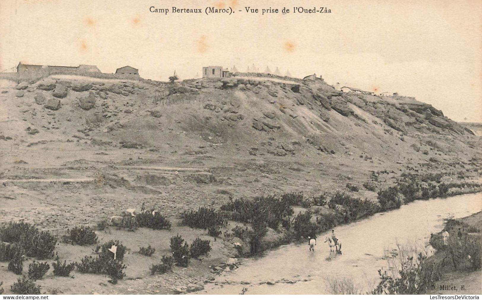 MAROC - Camp Berteaux - Vue Prise De L'Oued Zâa - Carte Postale Ancienne - Sonstige & Ohne Zuordnung