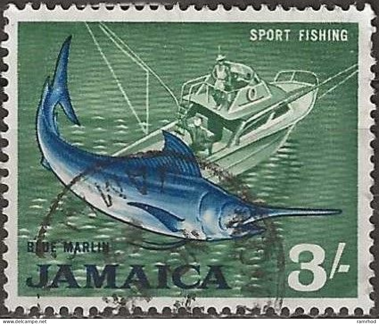 JAMAICA 1964 Blue Marlin (sport Fishing) - 3s. - Blue And Green FU - Jamaica (1962-...)