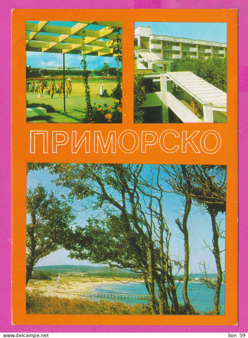 309492 / Bulgaria - Primorsko (Burgas Region) View  International Youth Center Beach Black Sea , Bridge Hotel 1984 PC - Hotels & Restaurants