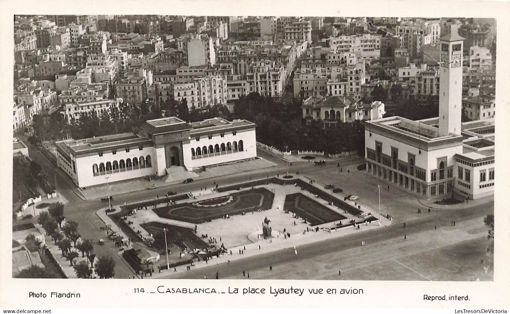 MAROC - Casablanca - La Place Lyautey Vue En Avion - Animé  - Carte Postale - Casablanca