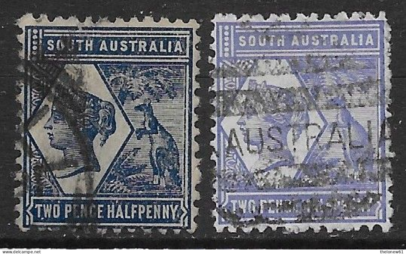 Australia 1894 South Australia Queen Victoria 2½P 2val Mi N.76bD,76aC US - Gebruikt