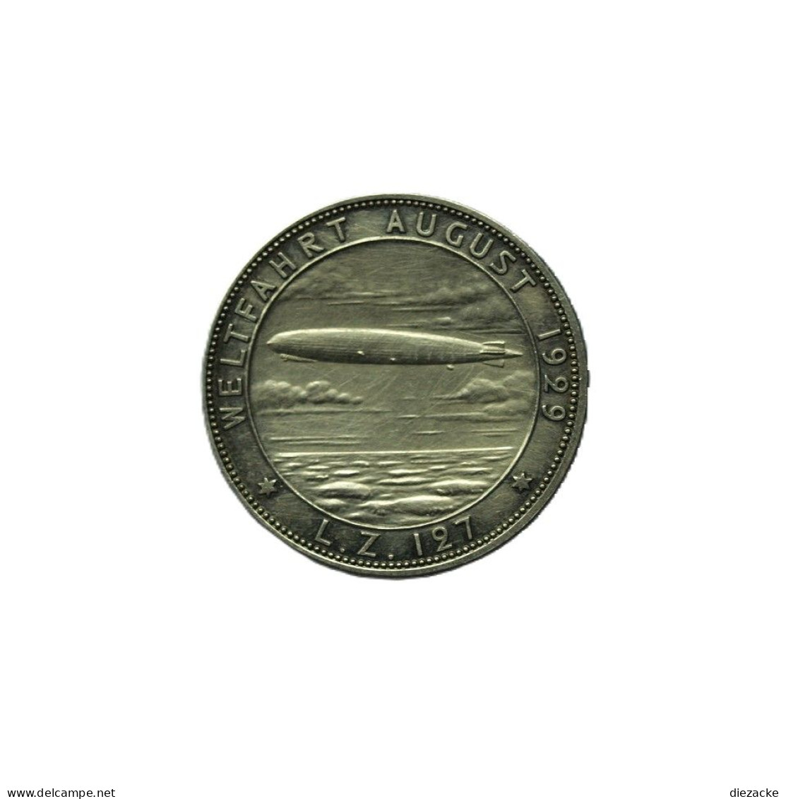 Weimar 1929 Medaille Weltfahrt Des Luftschiffs LZ 127 Vz (EM029 - Ohne Zuordnung