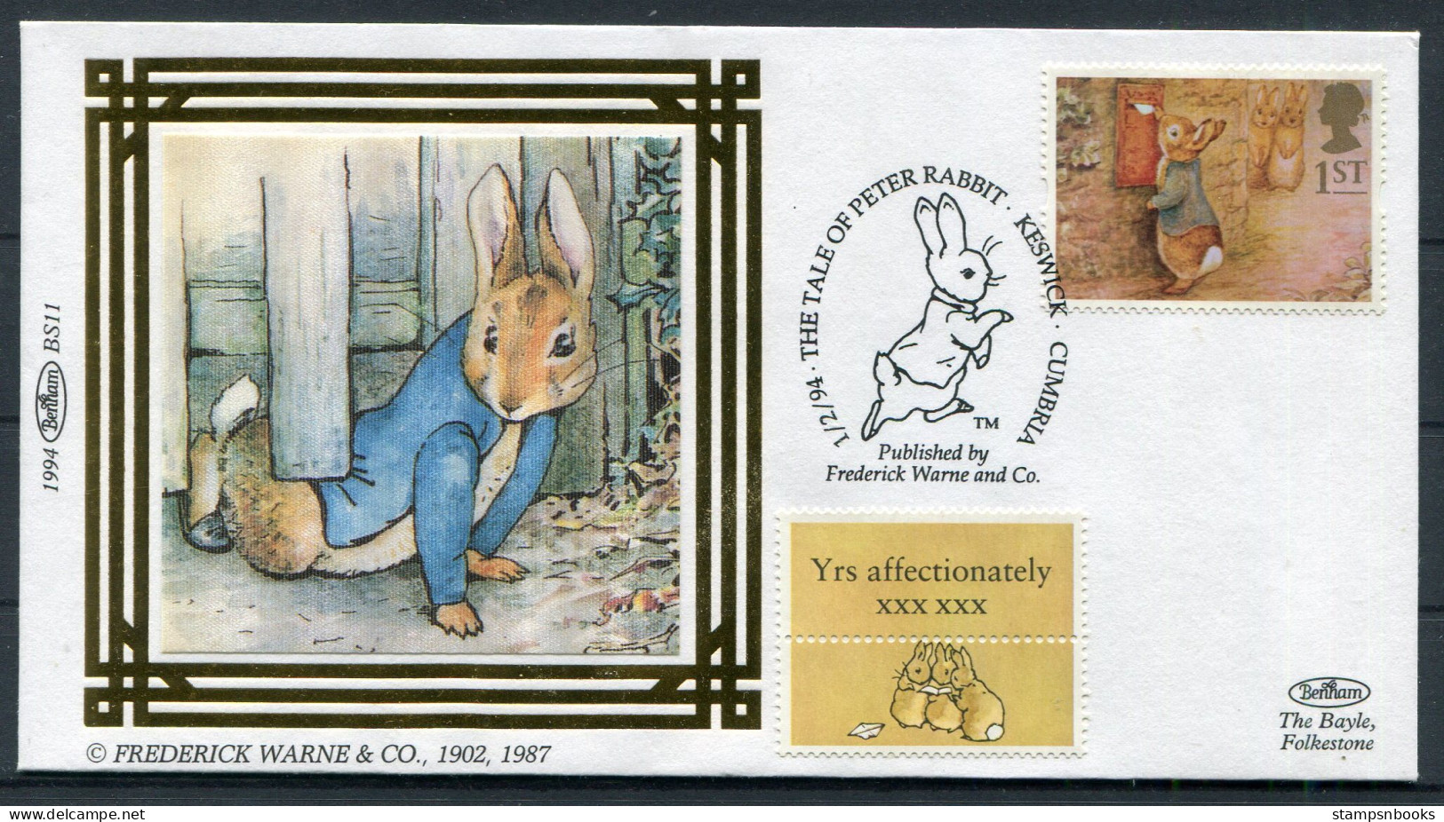 1994 GB Beatrix Potter, Peter Rabbit, Keswick Postbox First Day Cover - 1991-2000 Em. Décimales