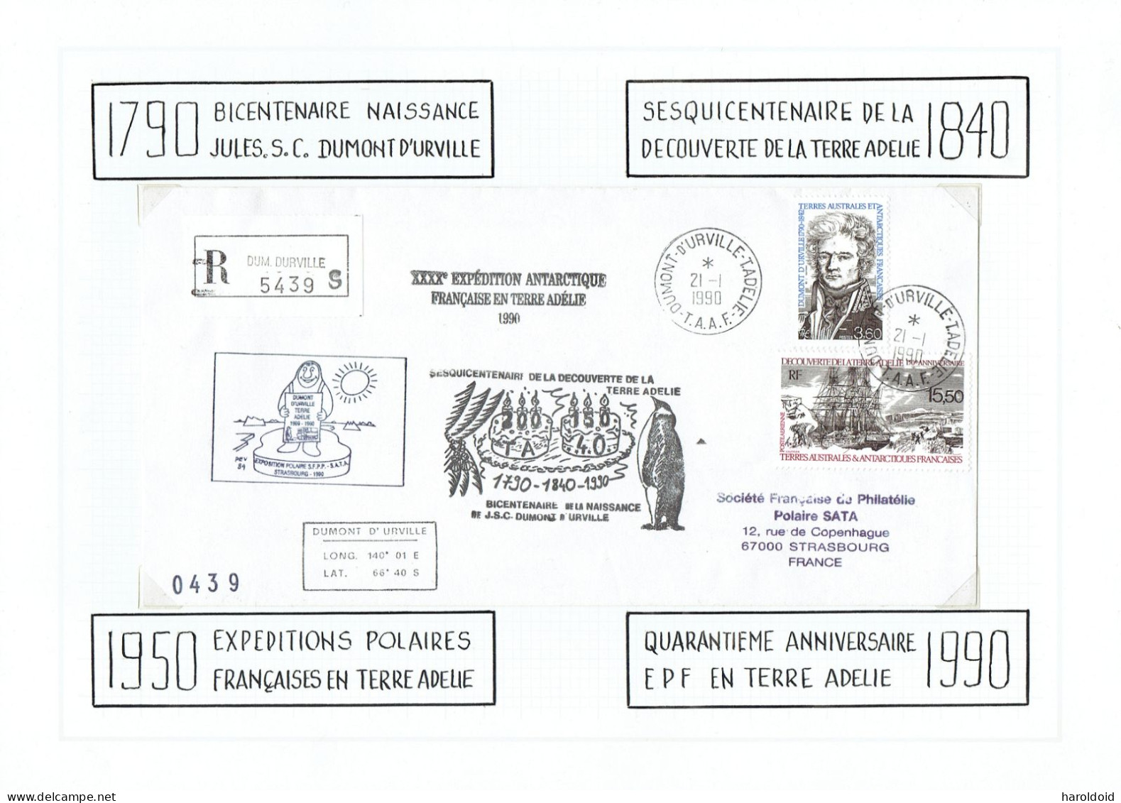 40e EXPEDITION - LR Dumont D'Urville - Enveloppe Illustré PEV - Différents Anniversaires - Brieven En Documenten