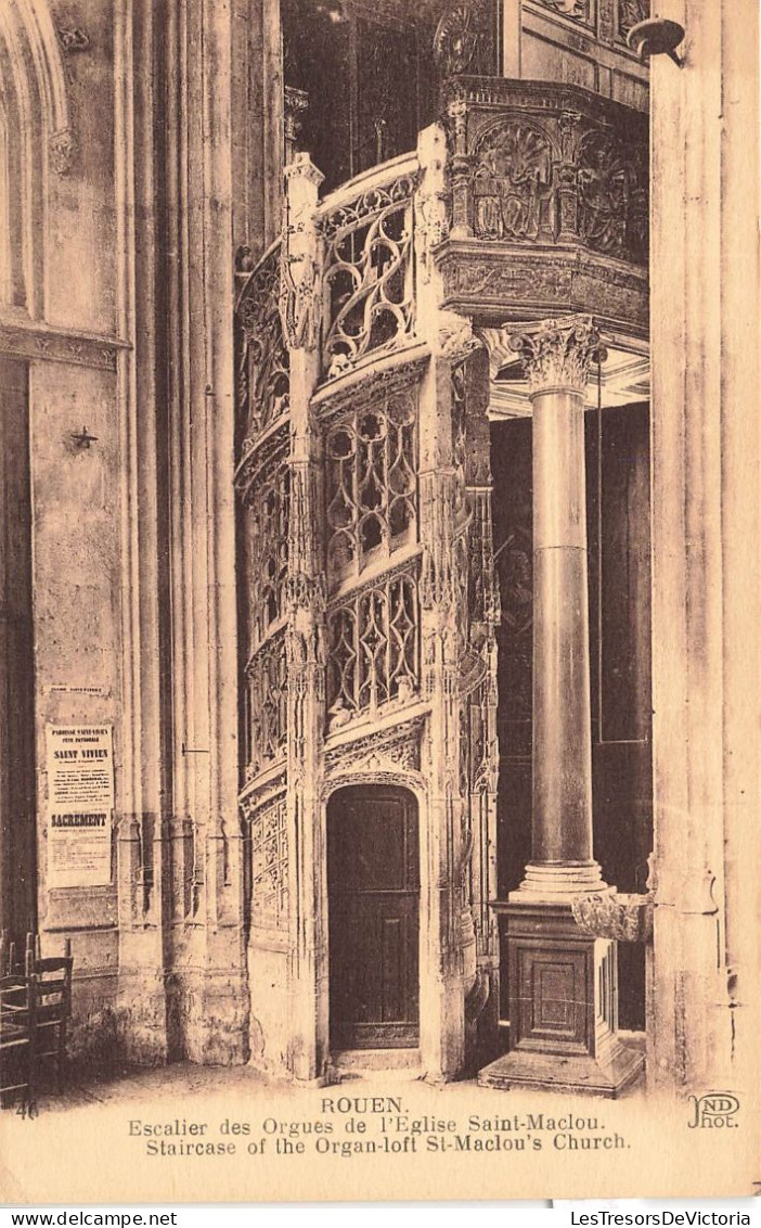 FRANCE - Rouen - Escalier Des Orgues De L'église Saint Maclou - Carte Postale Ancienne - Rouen