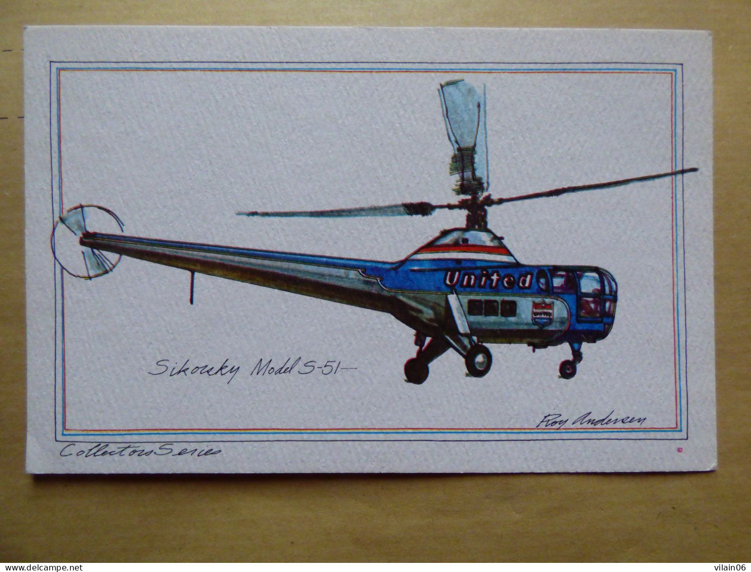 UNITED  SIKORSKY S-51  AIRLINES ISSUE / CARTE DE COMPAGNIE - Elicotteri