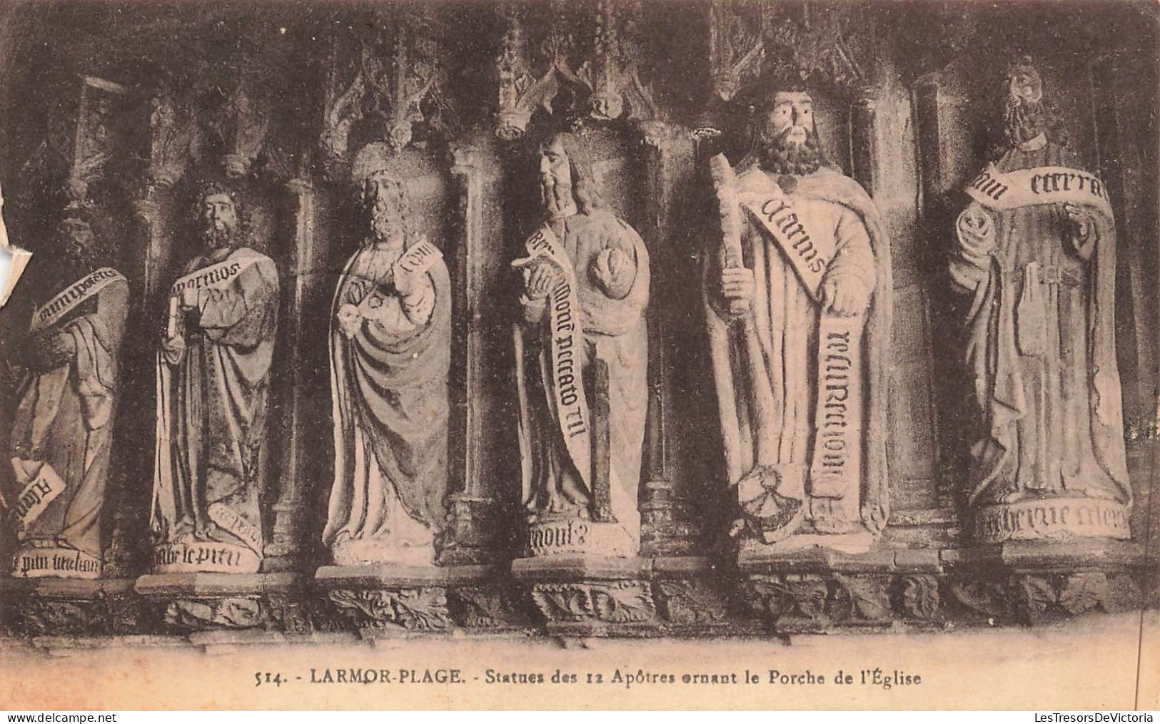 FRANCE - Larmor Plage - Statues Des 12 Apôtres Ornant Le Porche De L'église - Carte Postale Ancienne - Larmor-Plage