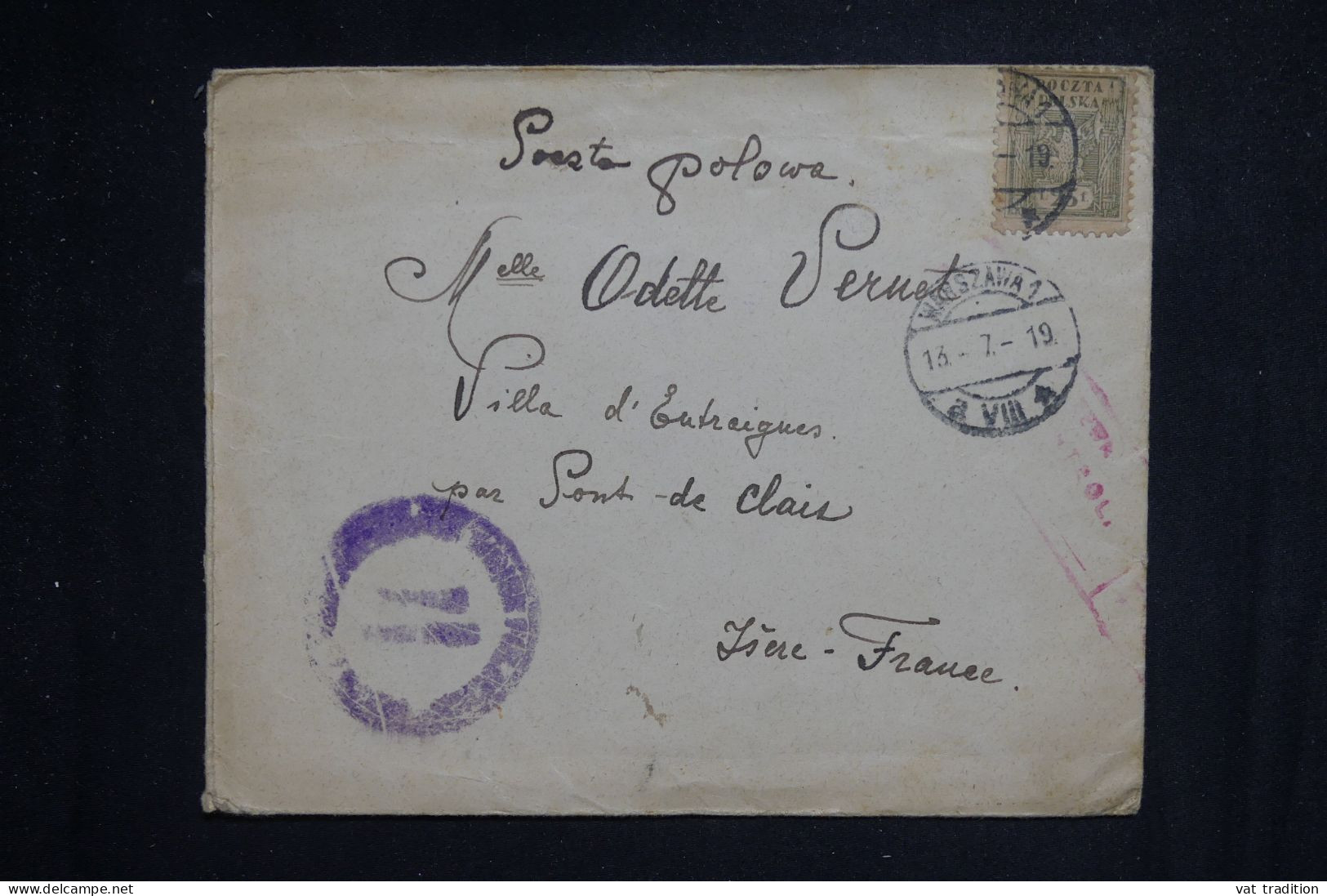 POLOGNE - Enveloppe Pour La France En 1919  - L 150396 - Covers & Documents