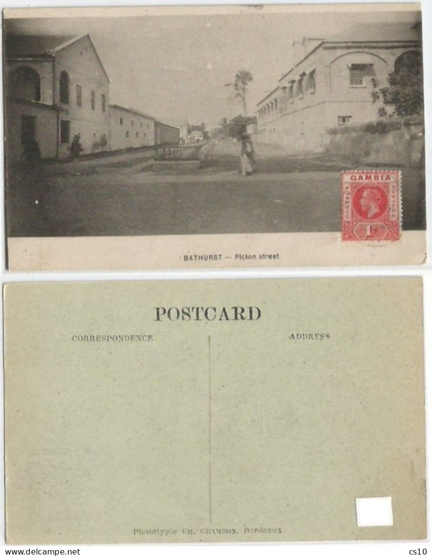 Gambia Bathurst - Picton Street B/w Pcard With 1 Stamp 4sep1922 - Gambie