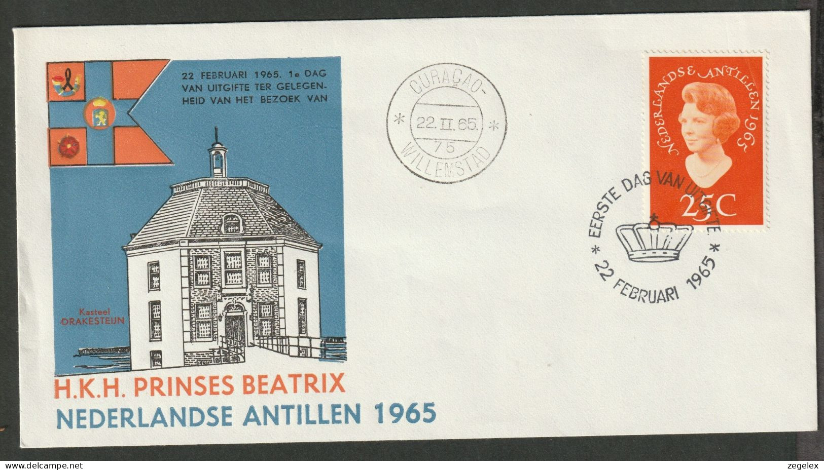 Ned. Antillen FDC E34 1965 Prinses Beatrix Visit - West Indies