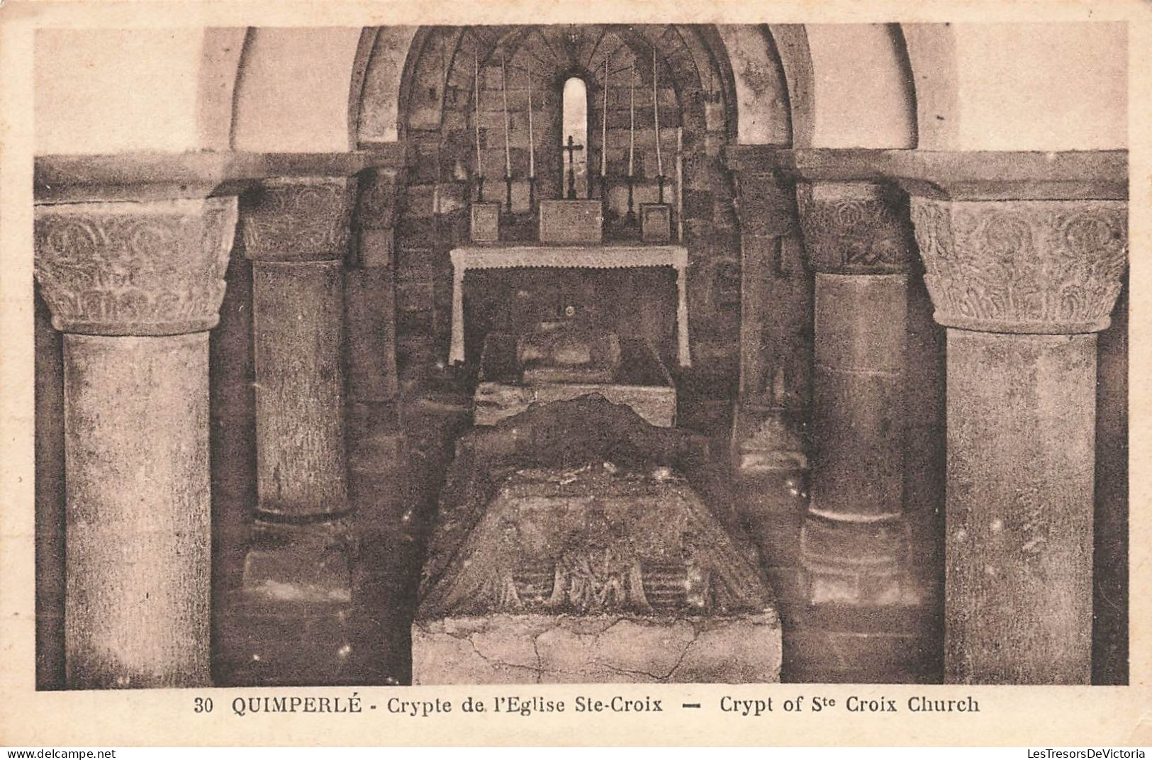 FRANCE - Quimperlé - Crypte De L'église St Croix - Crypt Of Ste Croix Church - Vue De L'intérieur-Carte Postale Ancienne - Quimperlé