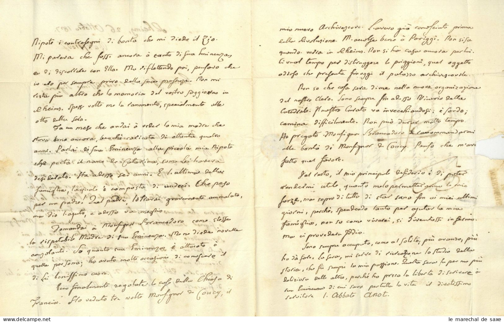 Religion/Literature - Pierre Nicolas Anot (1763-1823) Theologien Chroniqueur De Voyages Autographe Reims 1817 - Personajes Historicos