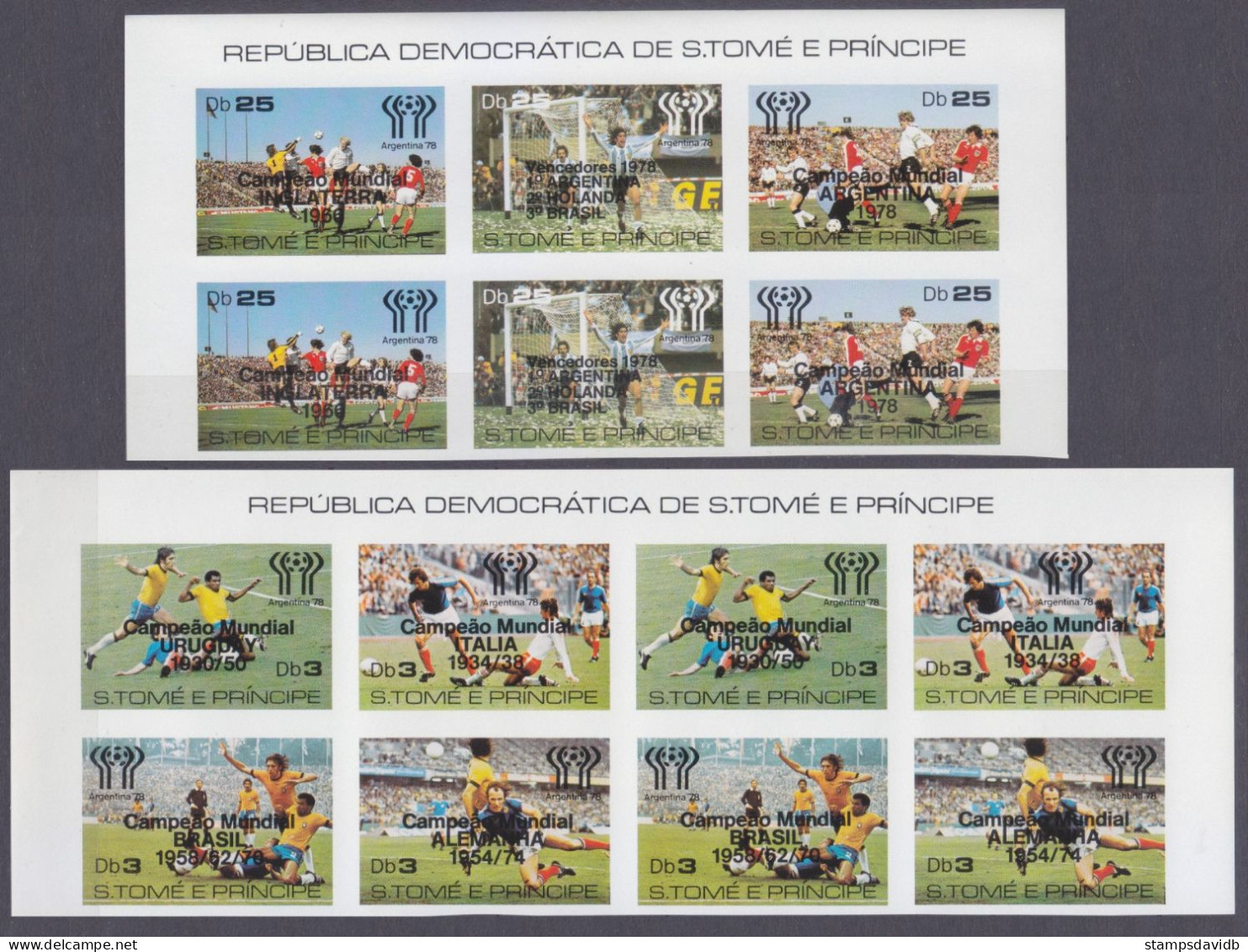 1978 Sao Tome And Principe 551b-554bVB,555b-557bstripx2 1978 FIFA World Cup In Argentina /  Overprint 70,00 € - 1978 – Argentine