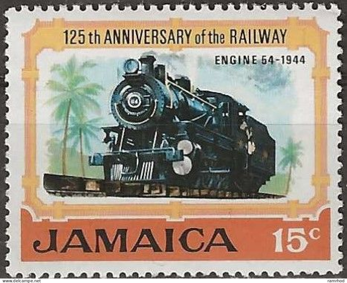 JAMAICA 1970 125th Anniversary Of Jamaican Railways - 15c. - Steam Locomotive No. 54 (1944) MNH - Jamaica (1962-...)