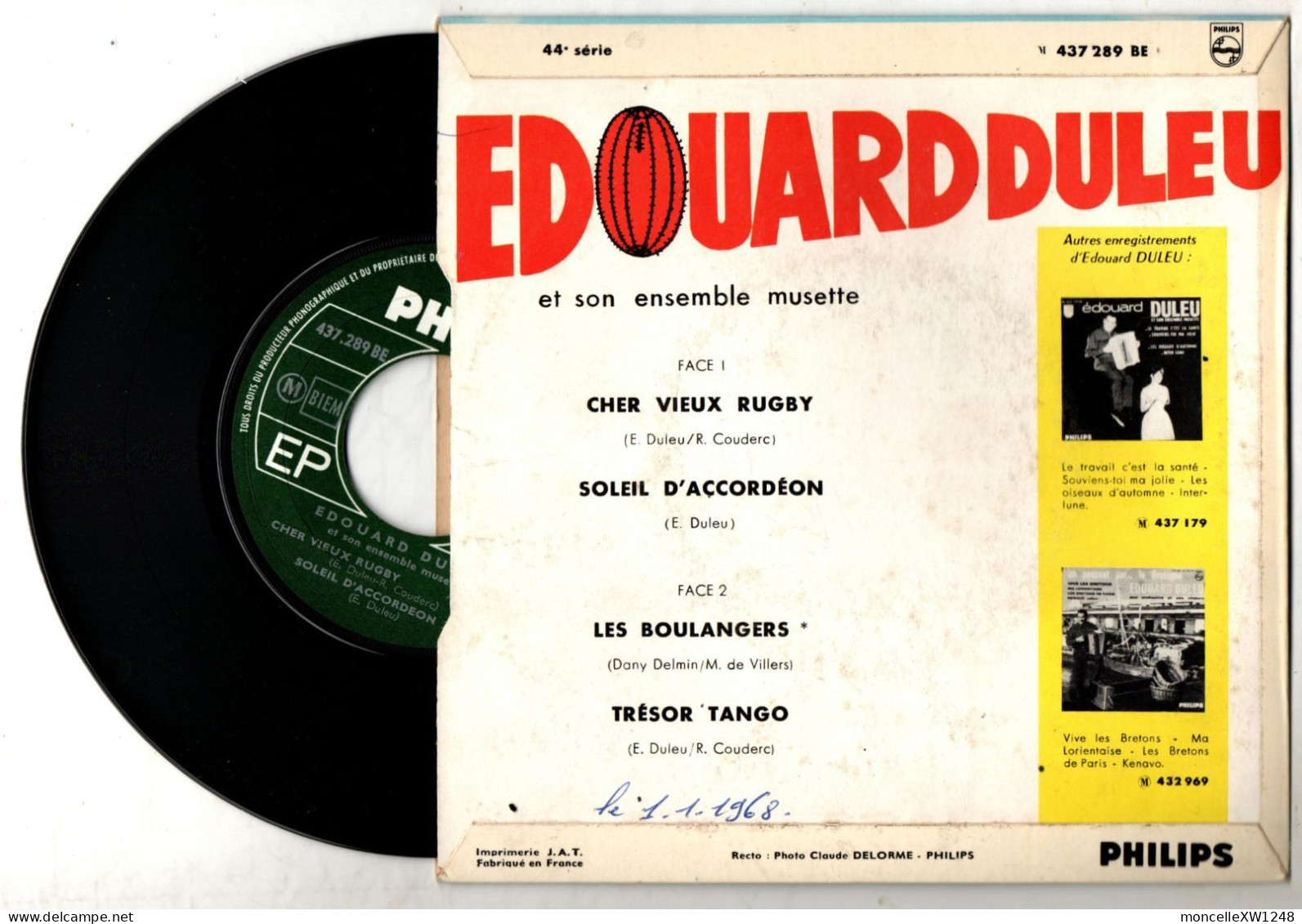 Edouard Duleu - Roger Couderc - 45 T EP Cher Vieux Rugby (1967) - 45 T - Maxi-Single