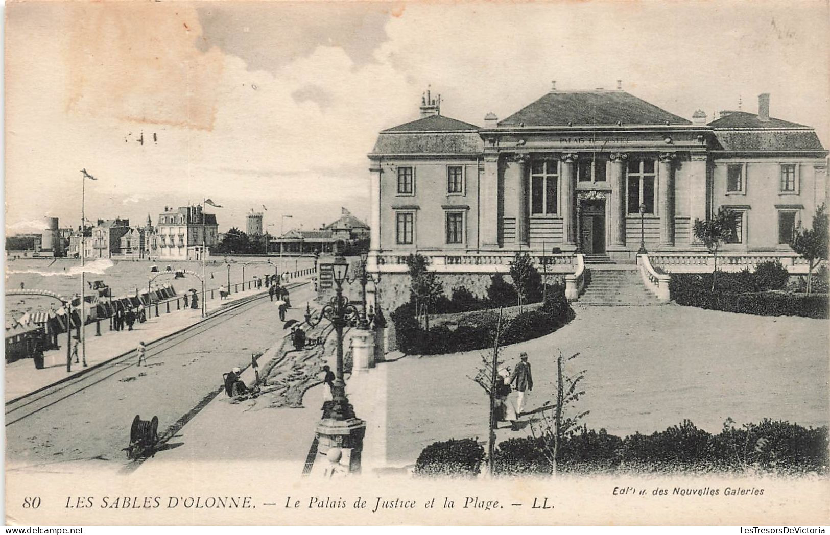 FRANCE - Les Sables D'Olonne - Le Palais De Justice Et La Plage - LL - Animé - Carte Postale Ancienne - Sables D'Olonne