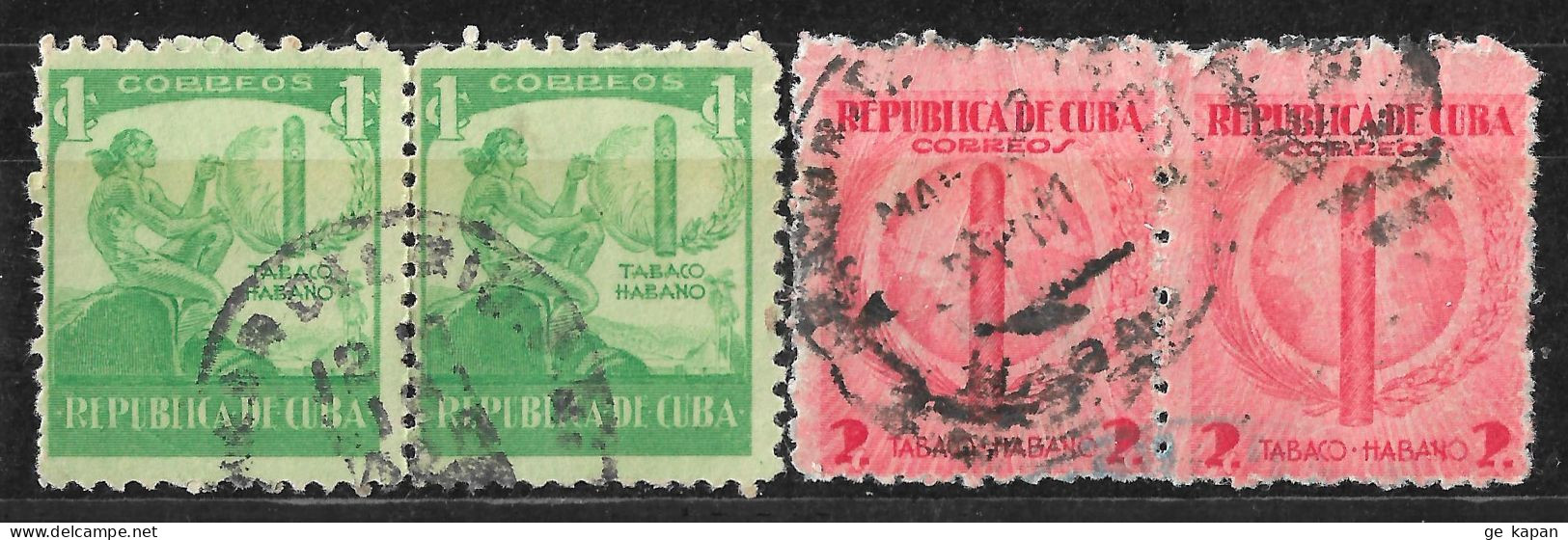 1939 CUBA SET OF 2 USED HORIZONTAL PAIR (Michel # 158,159) - Gebruikt