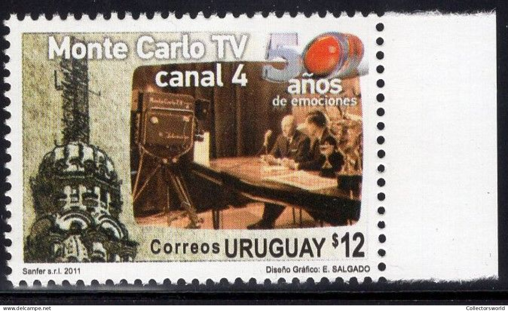 Uruguay Serie 1v 2011 50th Anniversary Of Monte Carlo TV - Canal 4 MNH - Uruguay