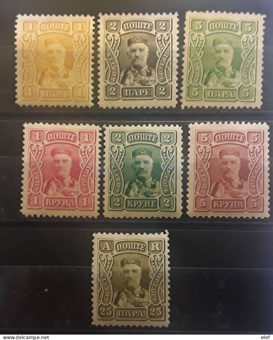 MONTENEGRO Crna Gora 1907 Prince Nicolas, 7 Timbres, Yvert 76 / 78,85 / 87 + Avis Réception No 5 Neufs */MH    TB - Montenegro