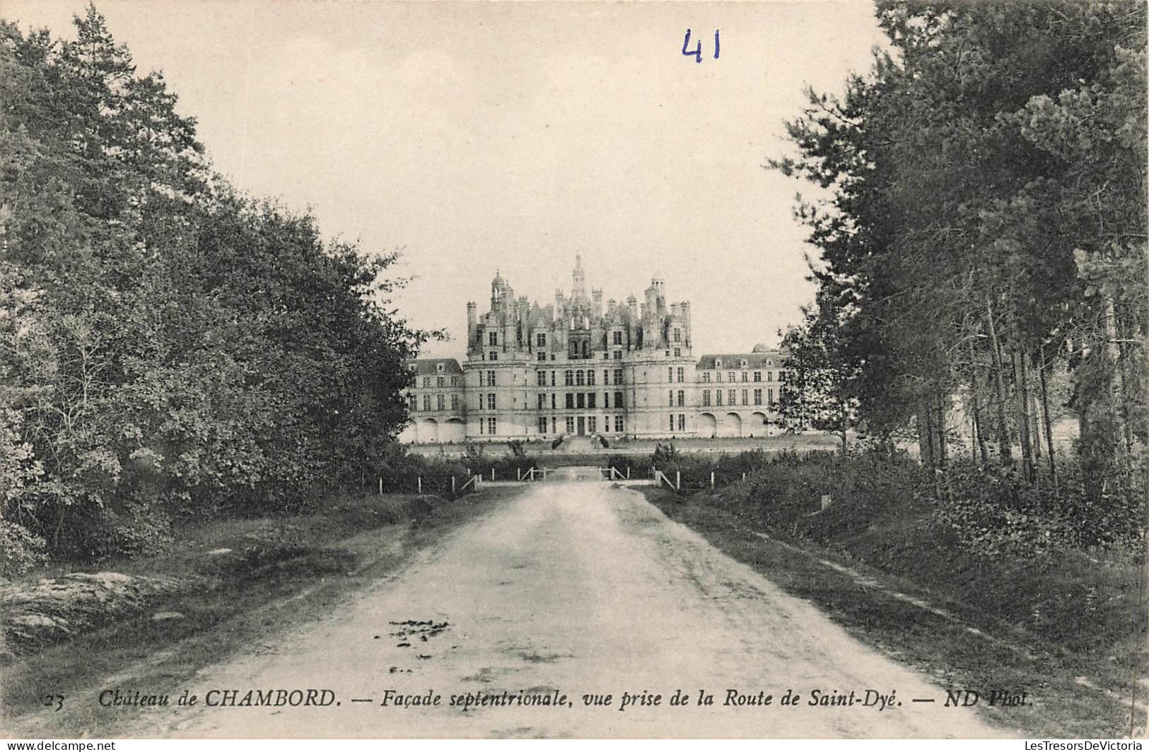 FRANCE - Chambord - Le Château - Façade Septentrionale - Vue Prise De La Route De Saint Dyé - Carte Postale Ancienne - Chambord