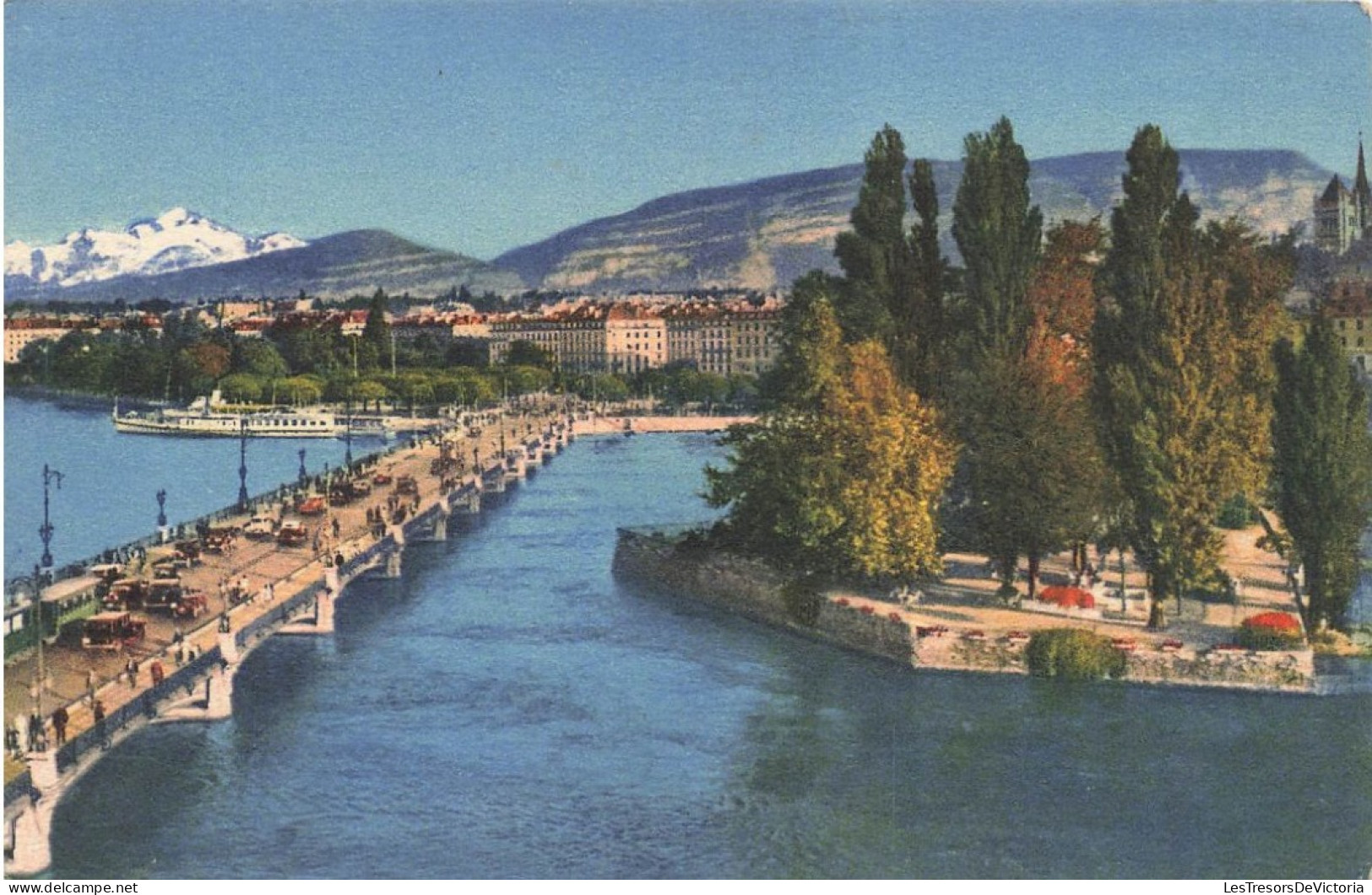 SUISSE - Genève - Pont Du Mont Blanc Et Ile JJ Rousseau - Carte Postale - Genève