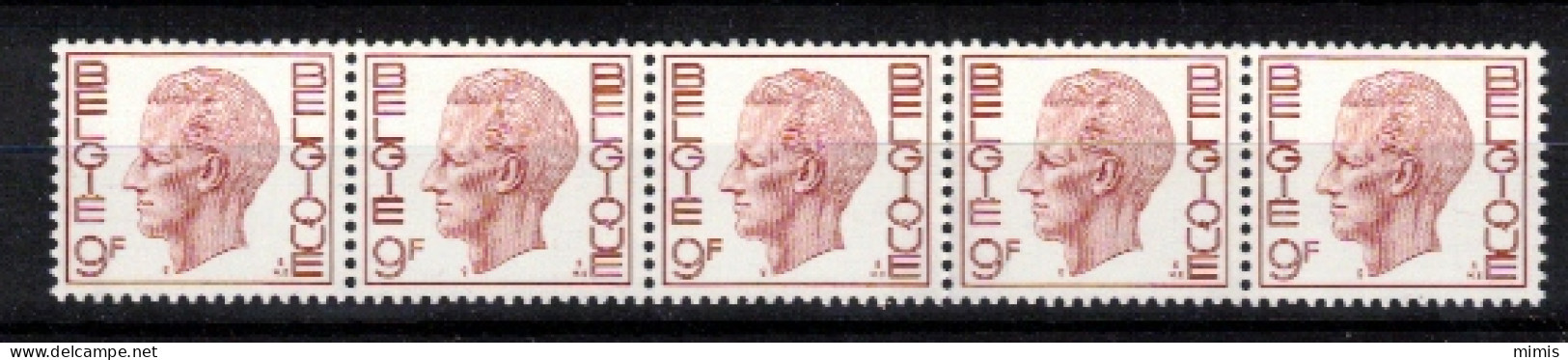 BELGIQUE        1980  R.70  Bande De 5 Avec N° 580  ** Sans Charnière - Coil Stamps