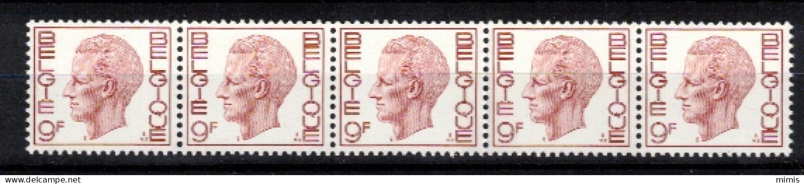 BELGIQUE        1980  R.70  Bande De 5 Avec N° 580  ** Sans Charnière - Rollen