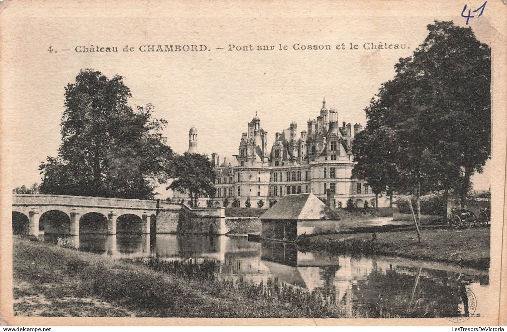 FRANCE - Chambord - Le Château - Pont Sur Le Cosson Et Le Château - Carte Postale Ancienne - Chambord