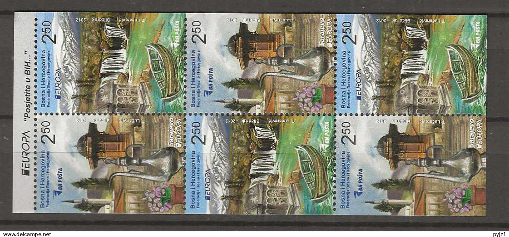 2012 MNH Bosnia, Booklet Pane, Postfris** - 2012