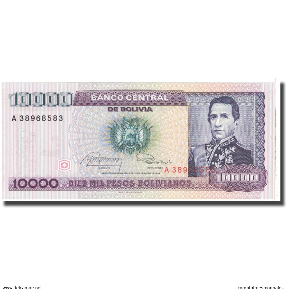 Billet, Bolivie, 10,000 Pesos Bolivianos, 1984, 1984-02-10, KM:169a, NEUF - Bolivia