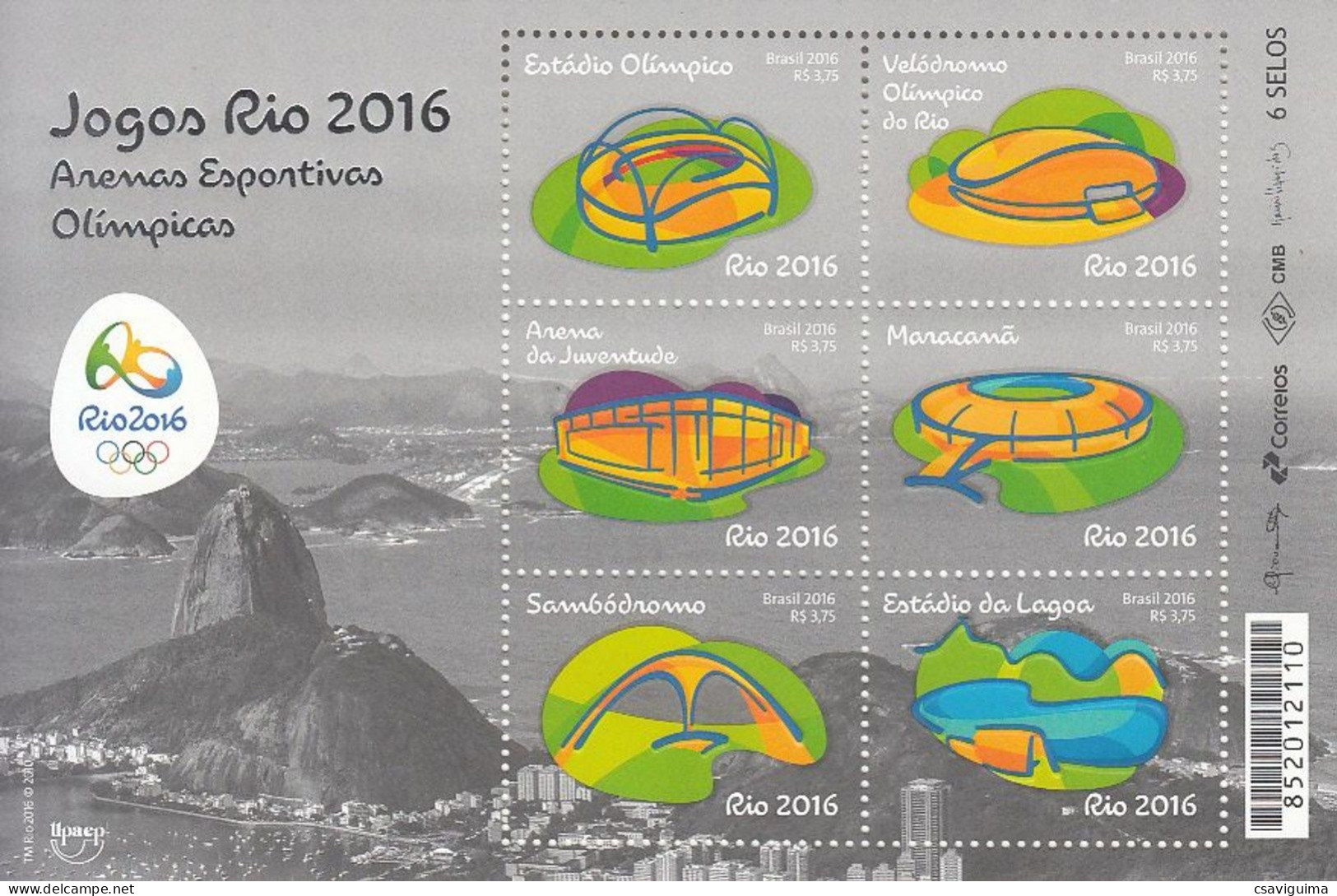 Brasil (Brazil) - 2016 - Olympic Games: Olympics Stadiums - Yv Bf 174 - Eté 2016: Rio De Janeiro