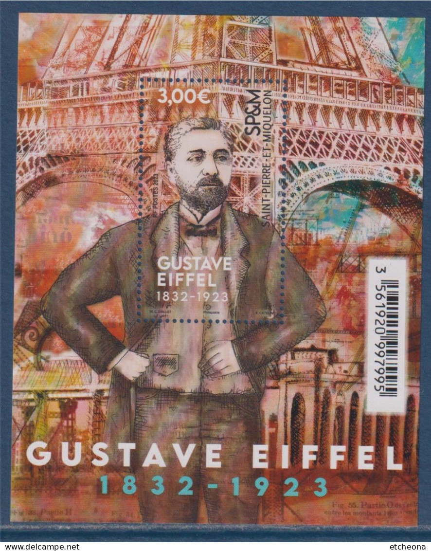 Gustave Eiffel, Bloc Neuf Gommé Saint Pierre Et Miquelon 3.00€ - Hojas Y Bloques