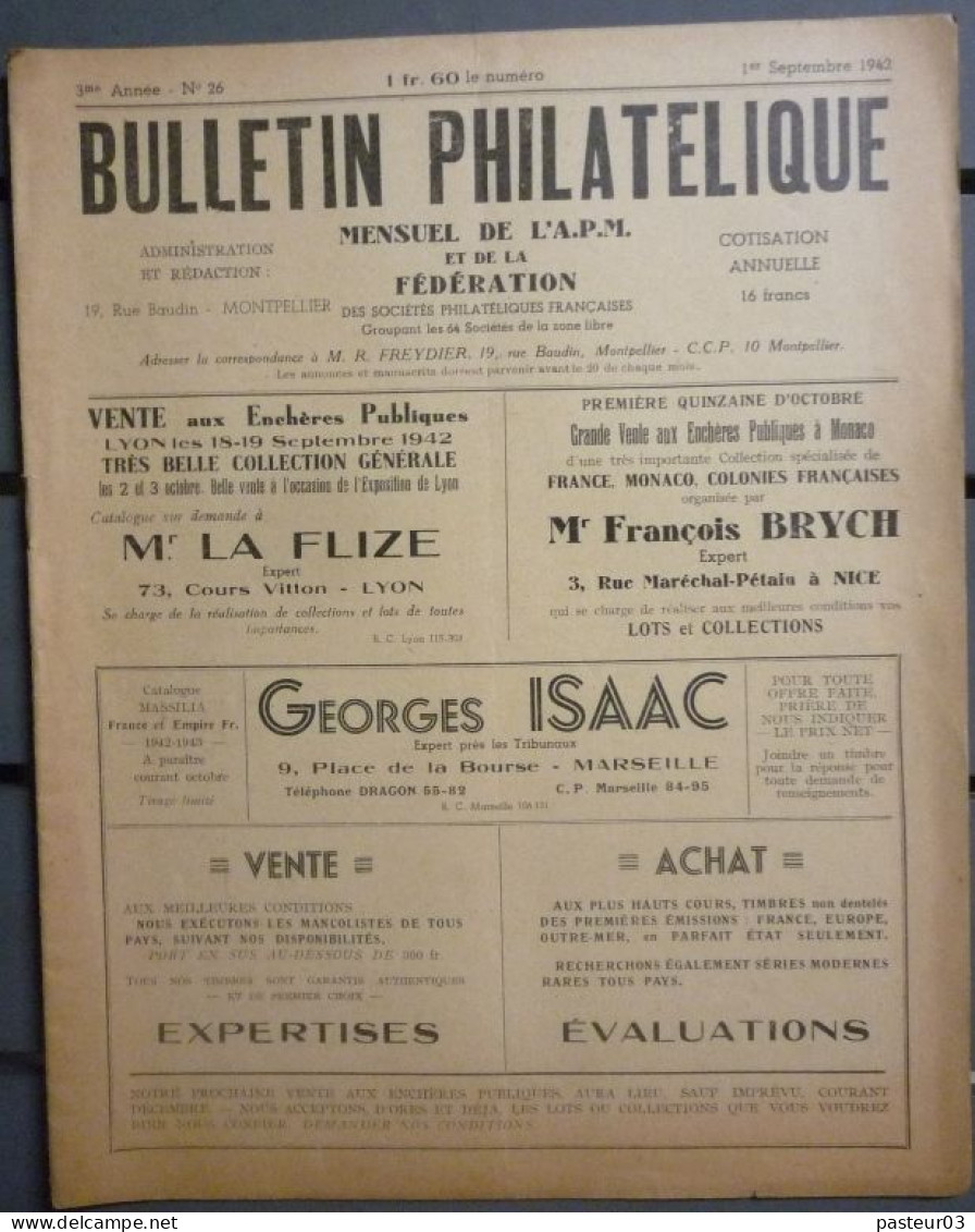 Bulletin Philatélique Septembre 1942 - Francés (desde 1941)