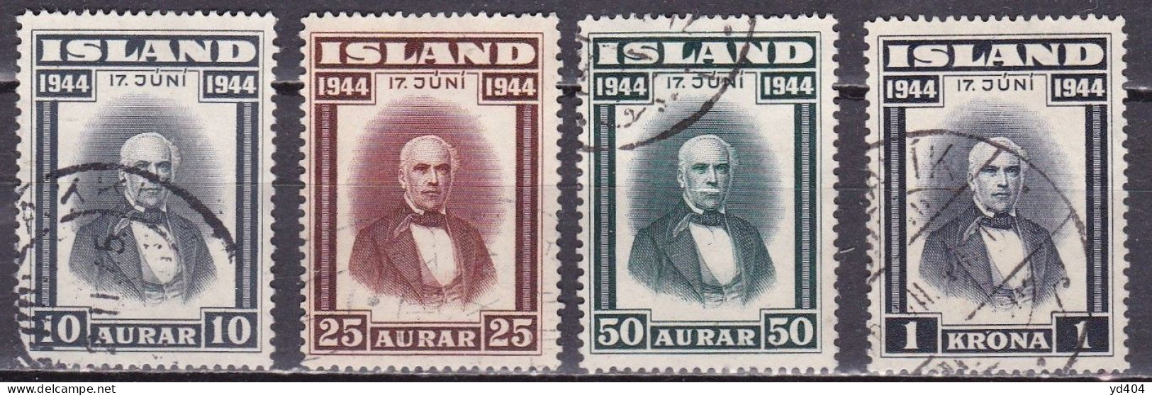 IS047 – ISLANDE – ICELAND – 1944 – PROCLAMATION OF THE REPUBLIC – SG # 265/8 USED 4,25 € - Used Stamps