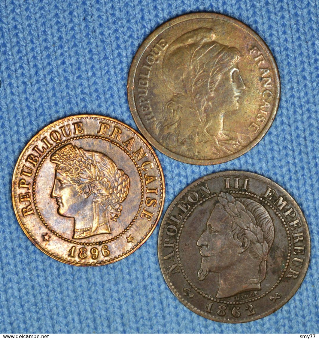 France • 3 X 1 Centime • 1862 K • 1896 A • 1914 • All In High Grades • [24-237] - 1 Centime