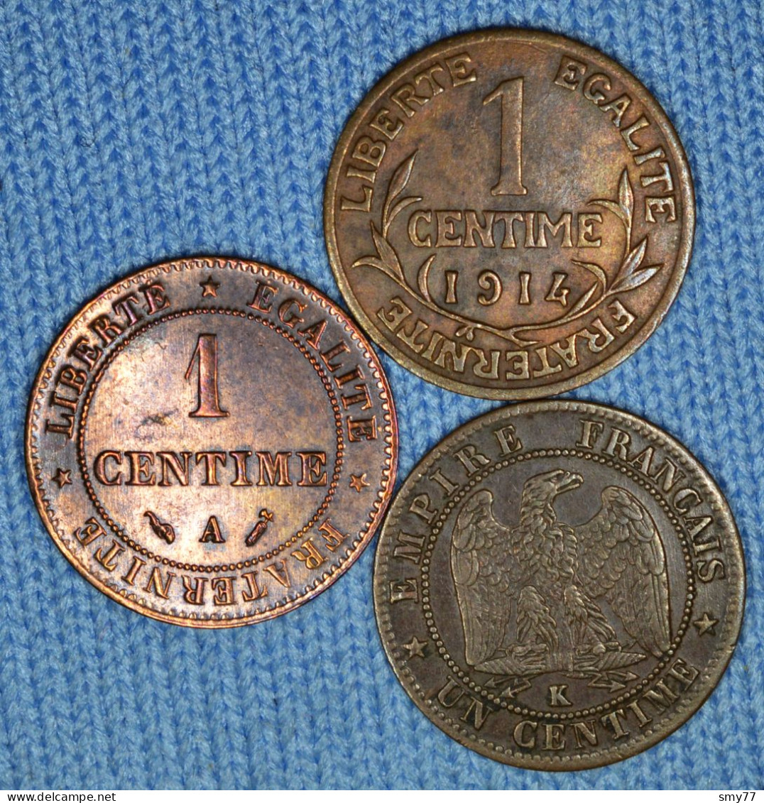 France • 3 X 1 Centime • 1862 K • 1896 A • 1914 • All In High Grades • [24-237] - 1 Centime