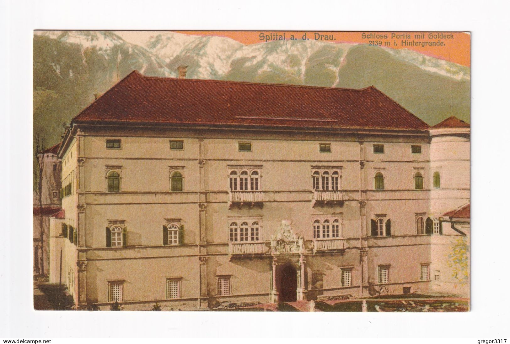 E5513) SPITTAL A. D. Drau - Schloss PORTIA Mit Goldeck I. Hintergrunde ALT!  1922 - Spittal An Der Drau