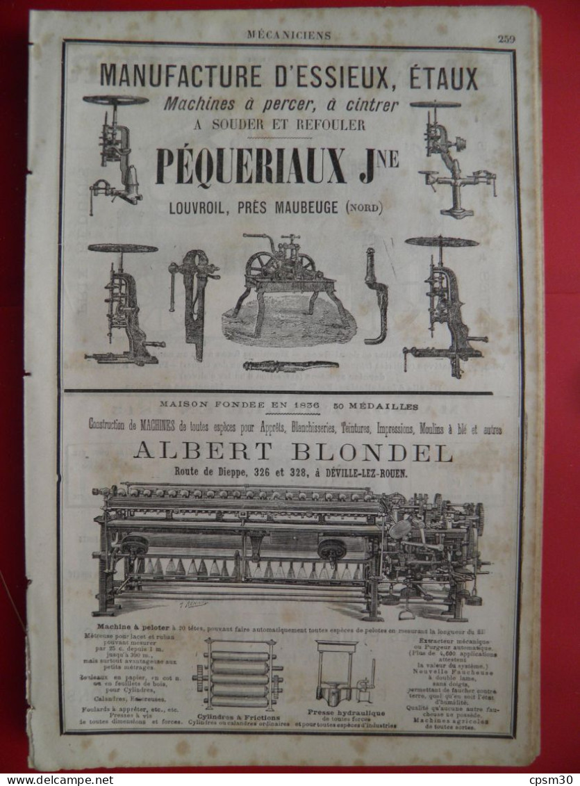 PUB 1884 - Manufacture Essieux Péqueriaux 59 Louvroil, Blondel 76 Déville Lez Rouen, Paget & Lagier, Magaud 13 Marseille - Publicités