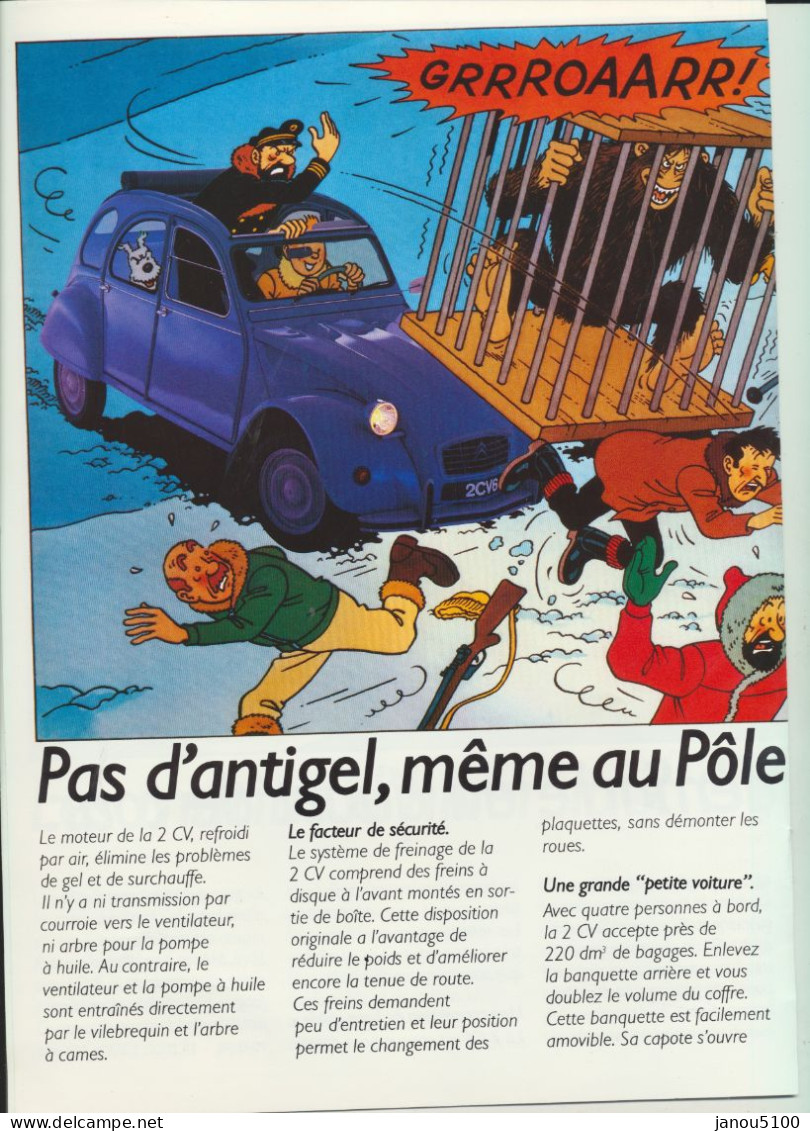 VIEUX PAPIERS    PUBLICITE POUR   " LA 2 CV. CITROEN  "    HERGE      1985. - Pubblicitari