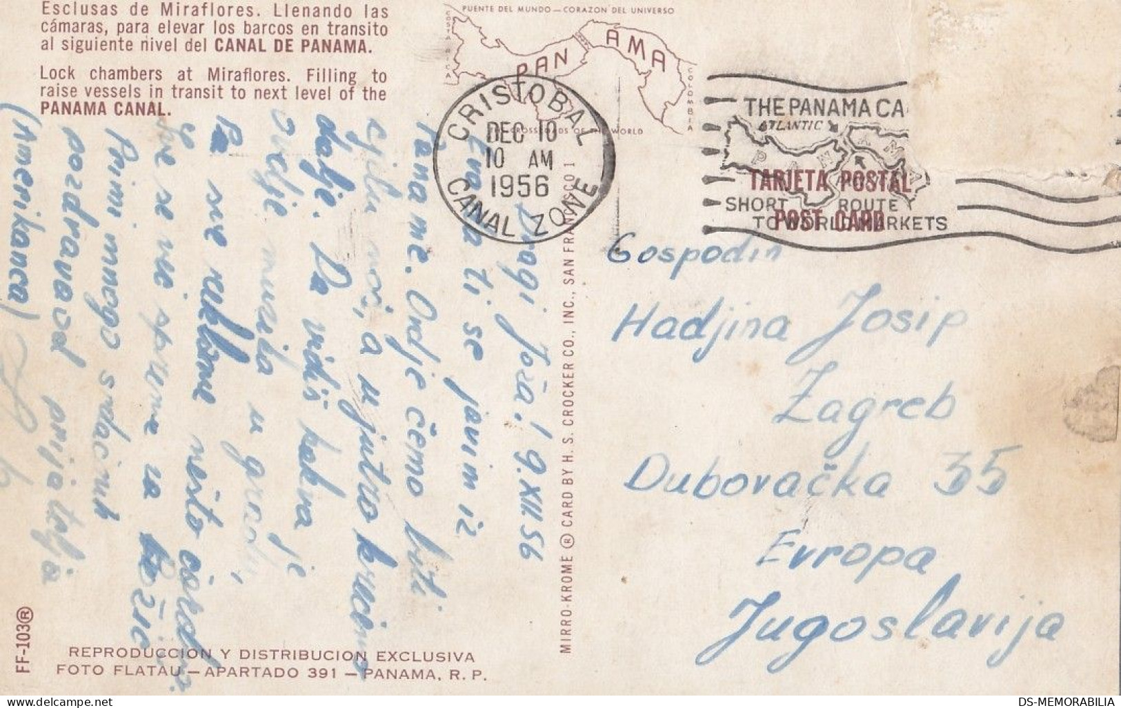 Panama - Miraflores Locks Old Postcard 1956 - Panama