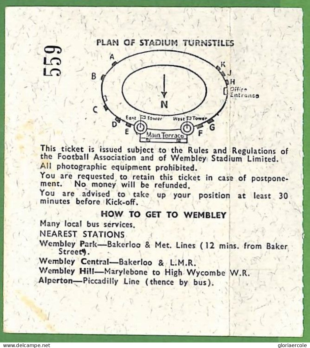 P1023 - 1966 World FOOTBALL Championship GAME TICKET England Argentina - RARE! - 1966 – England