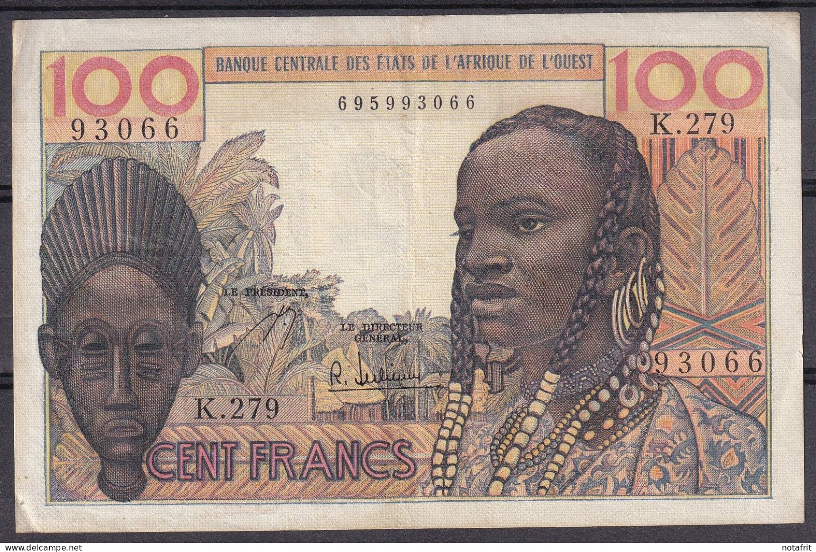 AOF 100 Fr   K.279 No Country Letter  XF - États D'Afrique De L'Ouest