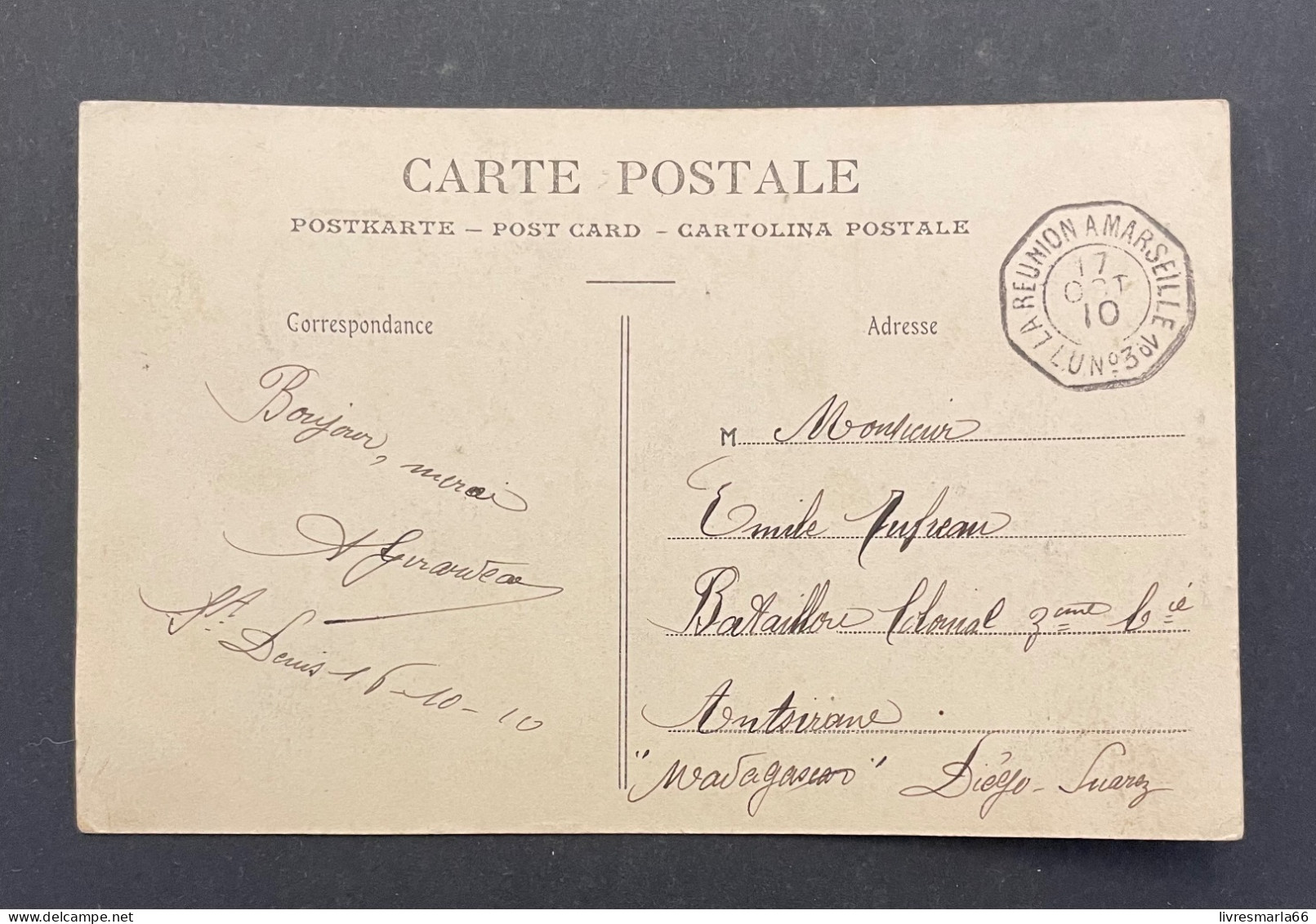 RÉUNION CPA SAINT DENIS CAD PAQUEBOT RÉUNION A MARSEILLE 1 LU N3 - Cartas & Documentos