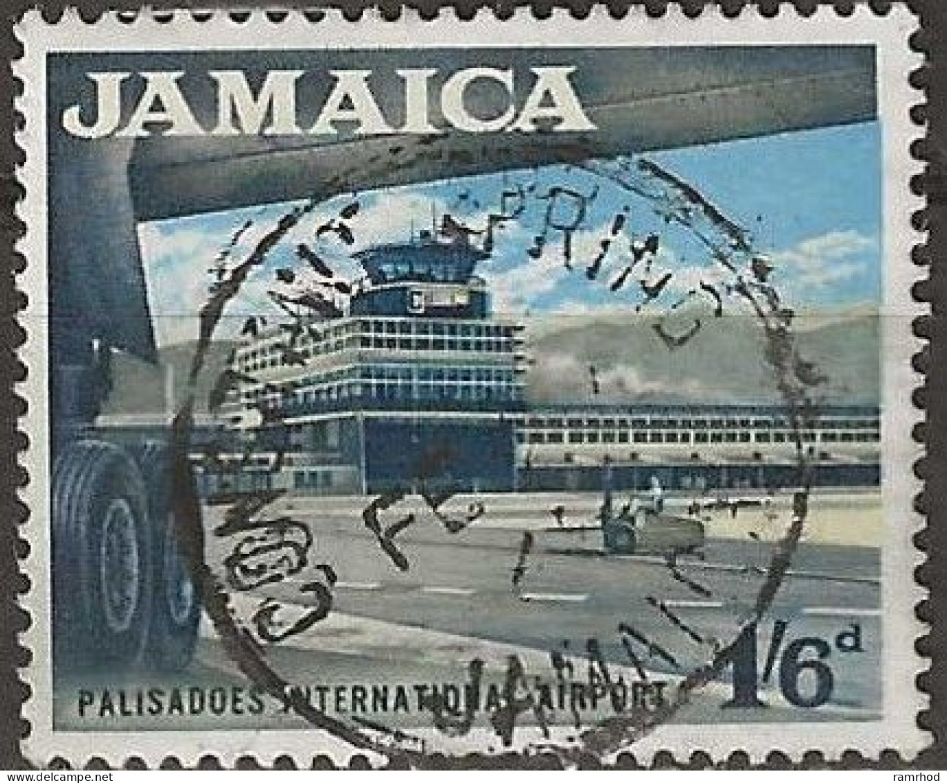 JAMAICA 1964  Palisadoes International Airport - 1s.6d. - Black, Blue And Buff FU - Jamaica (1962-...)