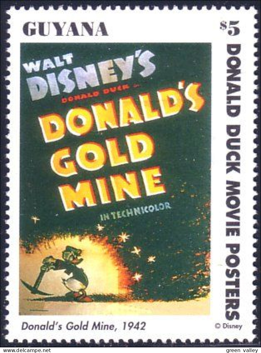 476 Guyana $5.00 Disney Donald Duck Gold Mining Mine Or MNH ** Neuf SC (GUY-34) - Minerales